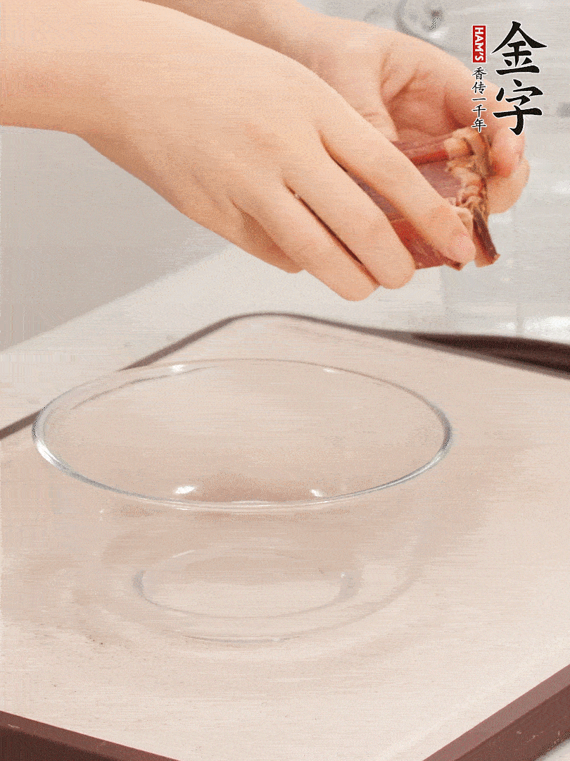 火腿切片、溫水浸泡5分鐘